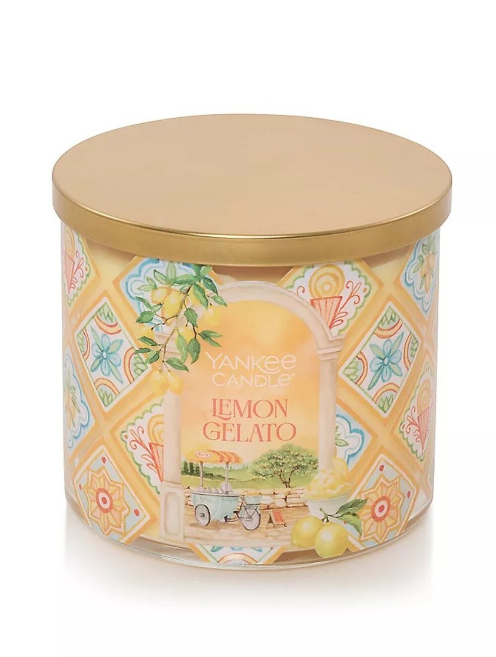 NEW RARE DISCONTINUED Yankee Candle Lemon Gelato 3-Wick Candle 14.5 oz